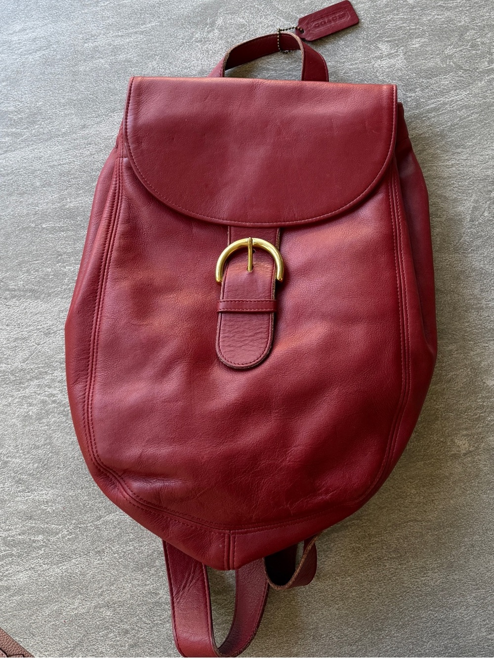 Vintage COACH 4134 Red Leather Backpack Women's Handle Gold Hardware Authentic - Picture 6 of 10